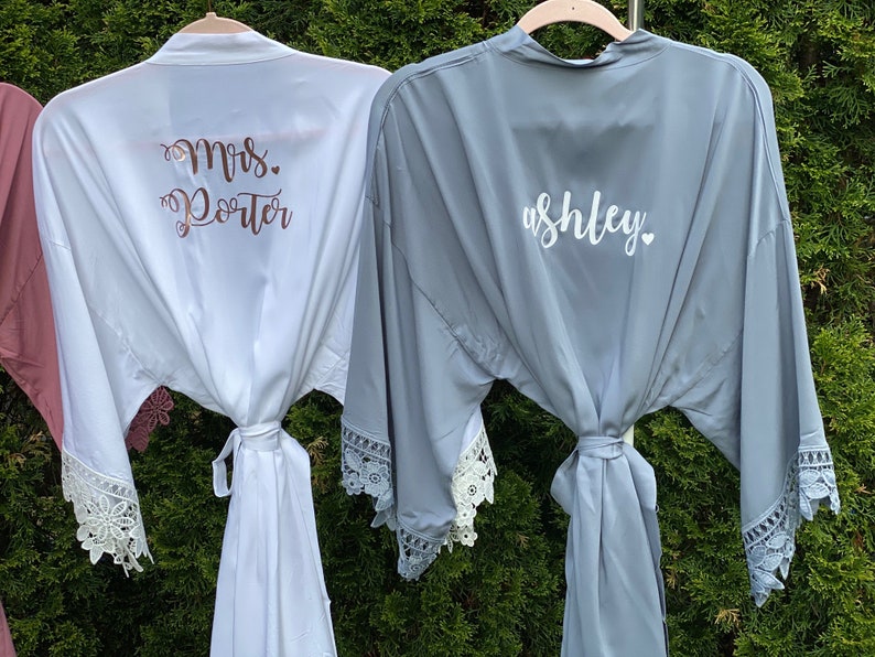 SALE Cotton Bridesmaid Robes with Lace Personalized Getting Etsy