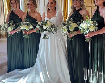 Robe de demoiselle d'honneur vert olive robe infini longueur étage Maxi robe portefeuille transformable robe de mariée robe multivoies robe rouille robe de soirée