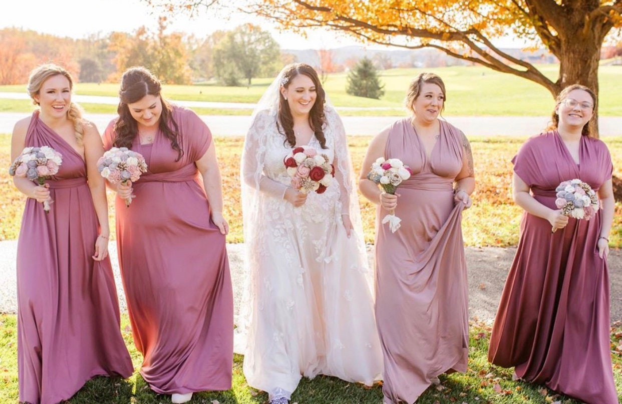 Bridesmaid Dress /infinity Dress /burgundy Navy Dusty Rose Mauve Sage Dress/  Floor Length Maxi Wrap Convertible Dress/ Wedding Dress -  Canada