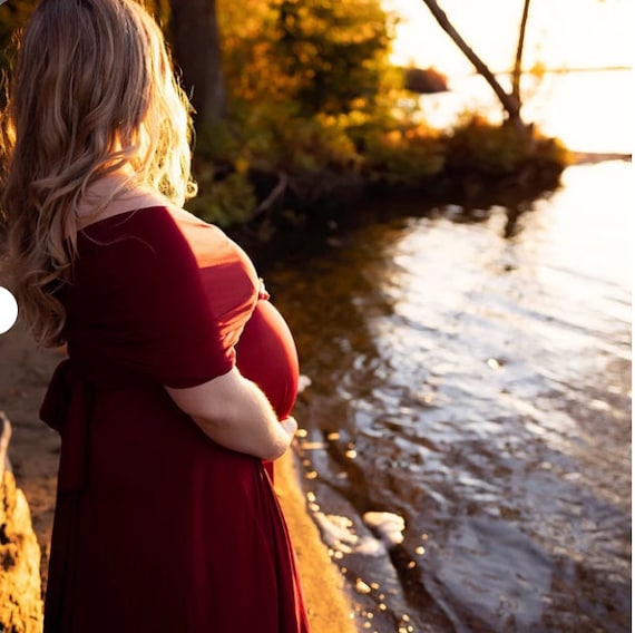 burgundy maternity dress