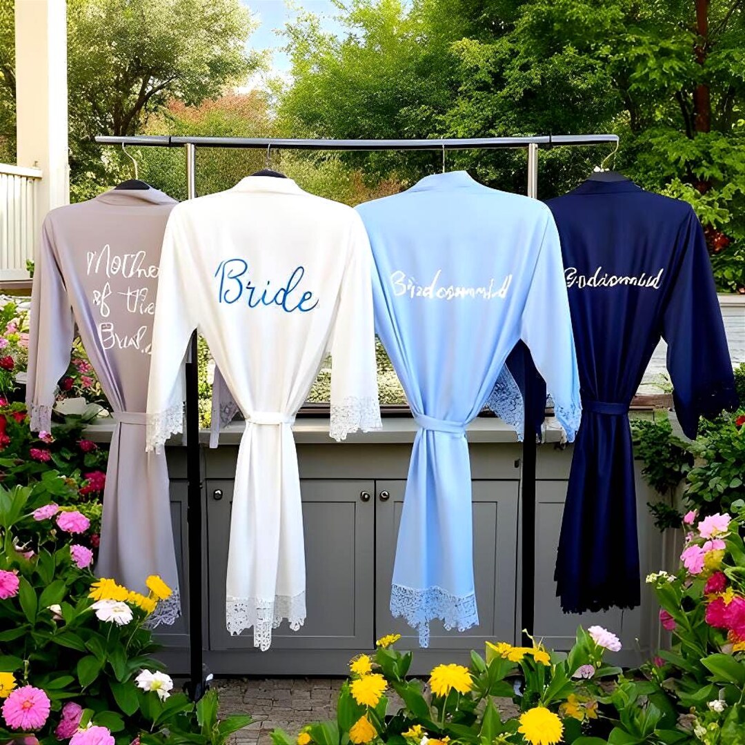 Blue Robe Hanging Dusty Blue Robes | Silky Bridesmaid Robes| Bridal Robes| Satin Robes ...