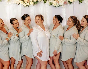 Bridesmaid Button Down Shirts Bridesmaid Sleep Shirts Bridesmaid Pajamas Monogram Bridesmaid Shirts Getting Ready Outfits Set of 4,5,6,7,8,9