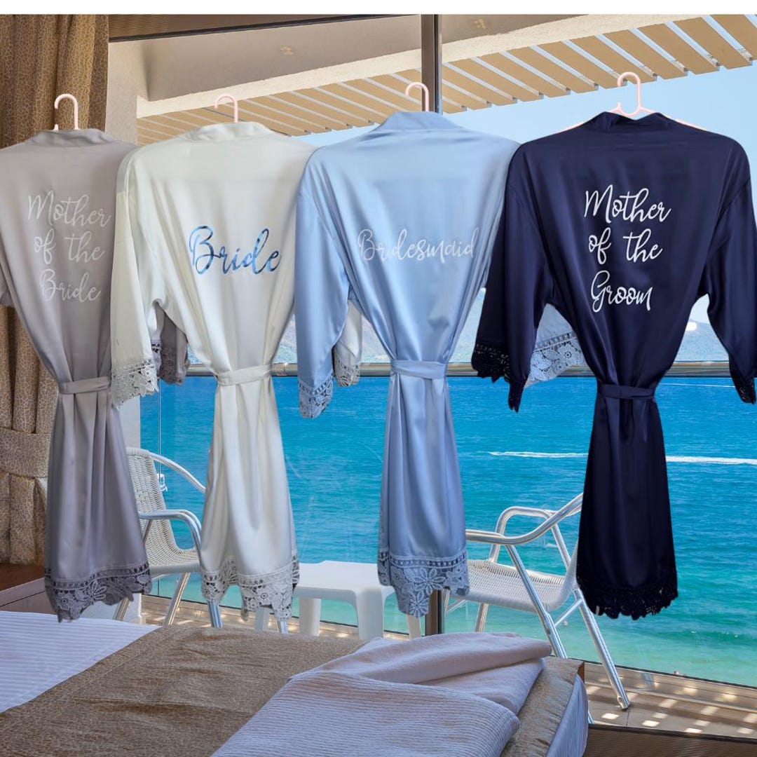 Blue Robe Hanging Dusty Blue Robes | Silky Bridesmaid Robes| Bridal Robes| Satin Robes ...