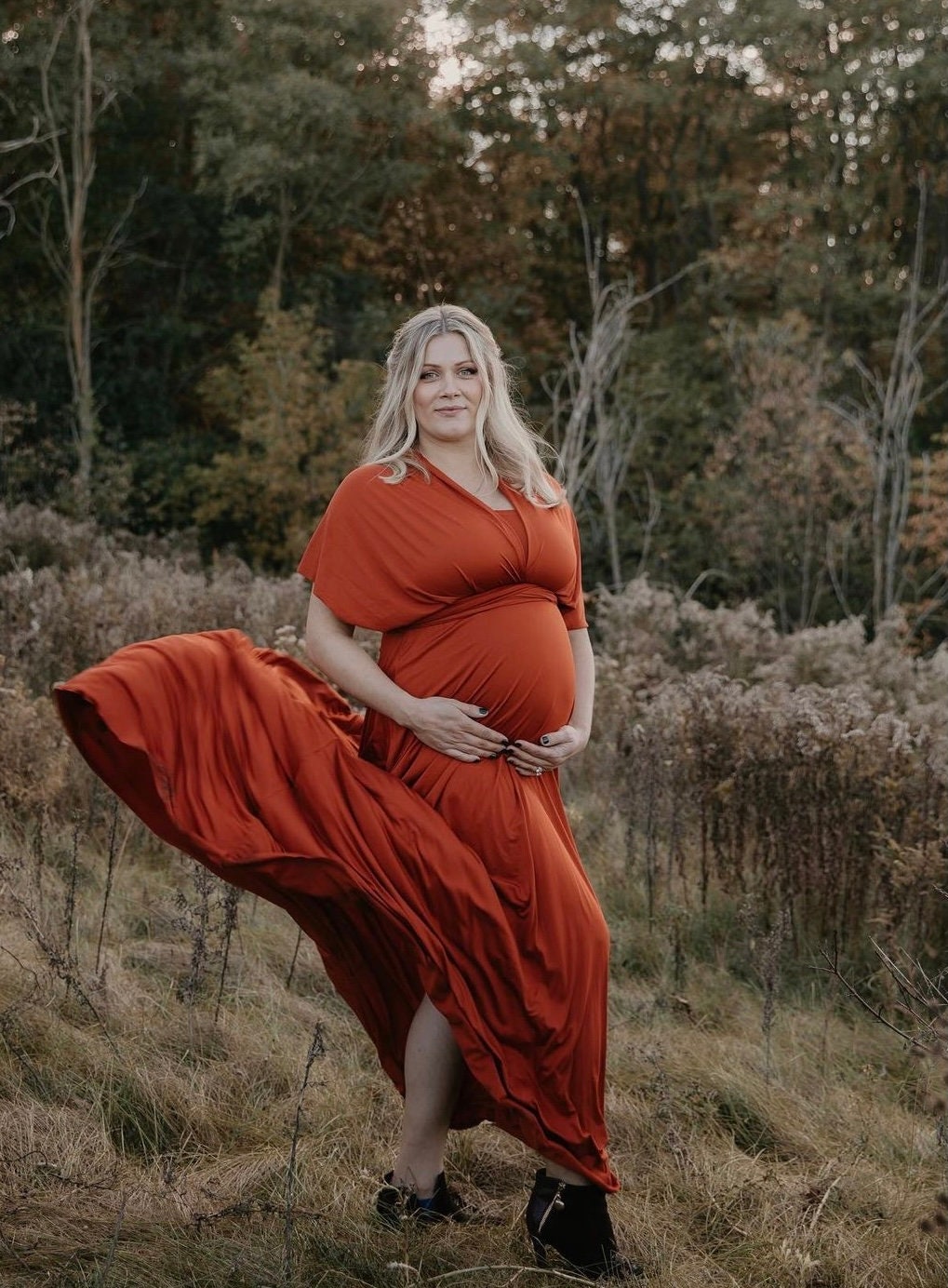 Rust Maternity Dress Convertible Dress 