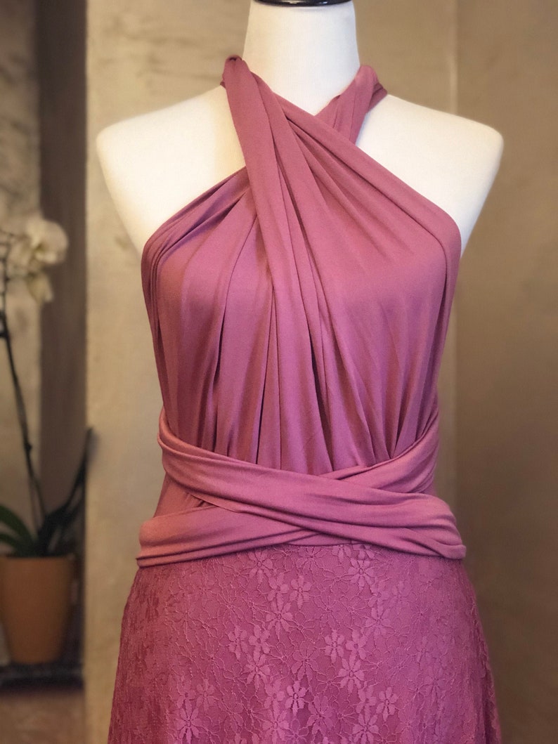 Bridesmaid Dress Infinity Dress Lace Overlay Convertible Etsy