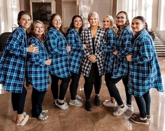 Bridal Party Flannels, Bridesmaid proposal, Bridal party gift, Oversized Bridesmaid Shirts, Wedding day Flannel, Bachelorette Party