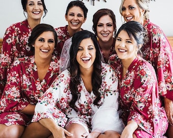 SALE! Bridesmaid Robes Floral  Getting Ready Gown Bridal Party Kimono Robes Bridesmaid Gifts Bridesmaid Proposal Wedding Gifts