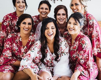 SALE! Bridesmaid Robes Floral Cotton Getting Ready Gown Bridal Party Kimono Robes Bridesmaid Gifts Bridesmaid Proposal Wedding Gifts