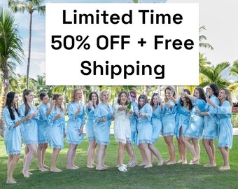 Dusty Blue Bridesmaid Robes, Bridesmaid Proposal Gifts Idea, Getting Ready Robe, Matching Bridal Party Robes, Bridal Party Robes Set