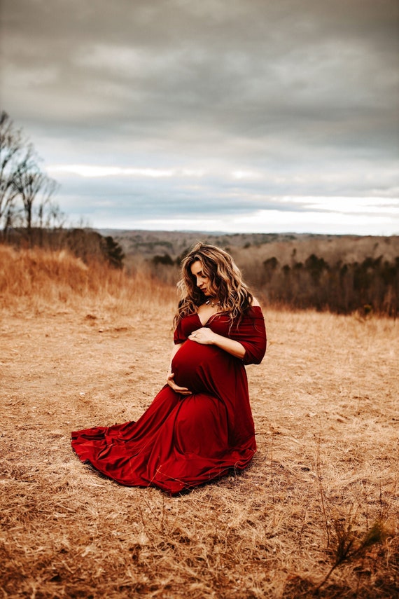 burgundy maternity dress