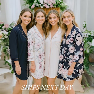 Button Down Shirt Bridal, Long button down pajamas shirts, Personalized FLORAL Pajamas Shirt, SOFT Custom pajamas set, Wedding party pjs