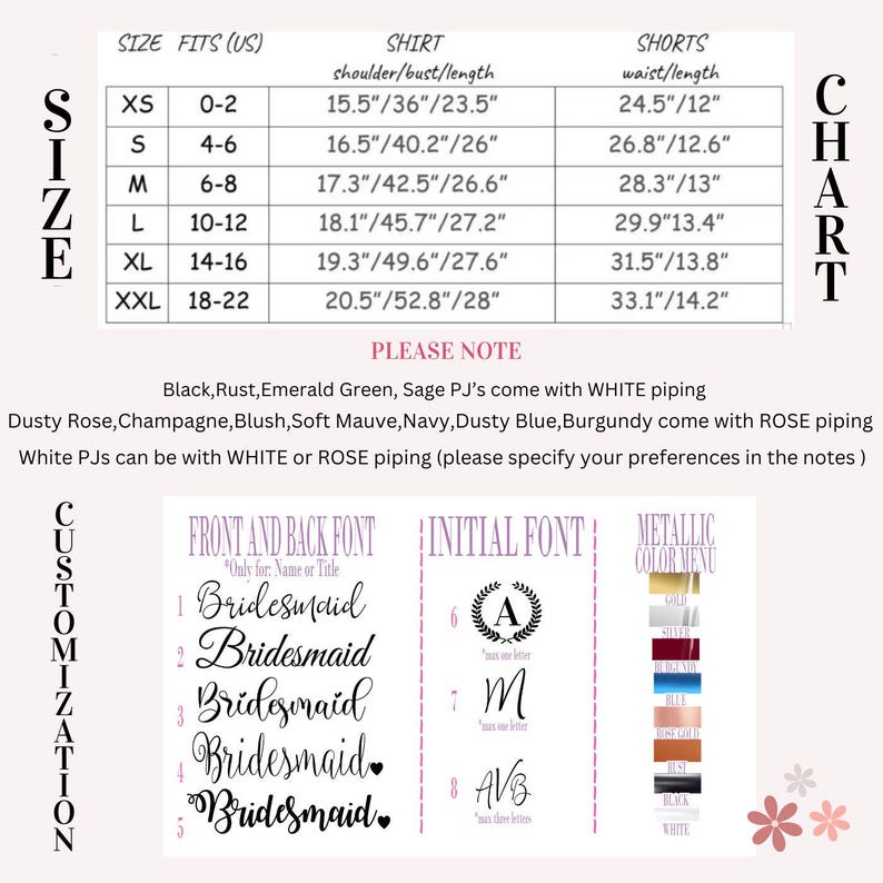 Bridesmaid Pajamas| Monogrammed Pajamas | Bridesmaid Gift| Bride Pajamas| Personalized Pjs| Bridal pajama SET of 4,5,6,7,8,9| Girls Gateway bild 20