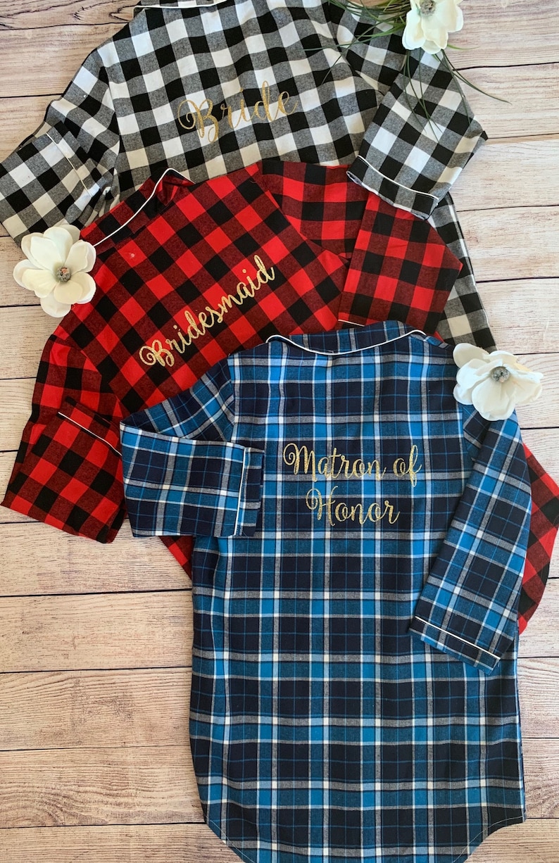 Flannel Bridesmaid Shirts, Bridal Party Gifts, Bridesmaid Flannel, Bride FlannelDiscount for Multi Orders, Please message us image 2