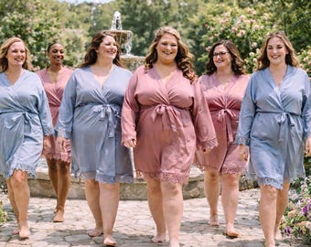 Custom Plus Size Bridesmaid Robes, Personalized Bridal Party & Bachelorette Robes, Maid of Honor Gift, Soft Jersey Wedding Robes