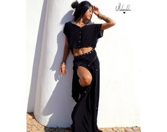 MAXI SET..Maxi skirt and Woman shirt Set...Woman dress set, summer set, boho set, long skirt, open skirt, open shirt