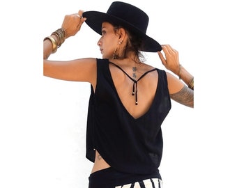 CAMICIA DONNA T.. camicetta da donna, camicetta con schiena aperta, camicetta estiva da donna, camicetta boho, camicetta Ibiza, camicetta elegante, camicetta ryon