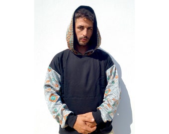 UNISEX HOODY Fleece SWEATSHIRT ..Unique size..Unique and exclusive pieces..Urban clothing, hip hop clothing, trap hoody, neotribal sweatshir