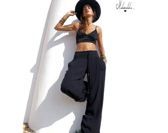 FRUNGE PANTS...women's pants, straight pants, wide leg pants, pants with pockets, pants with elastic, ryon pants