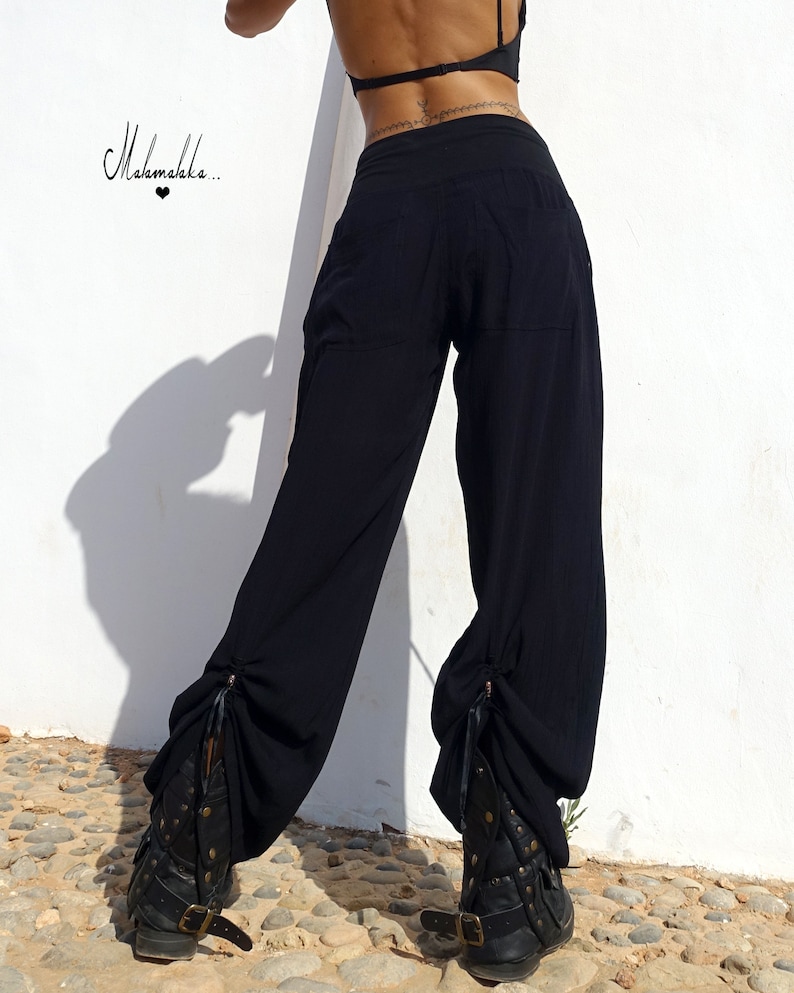 FRUNGE PANTS...pantalon pour femme, pantalon droit, pantalon large, pantalon avec poches, pantalon avec élastique, pantalon ryon image 6