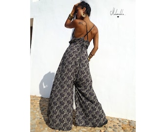 KLEID und JUMPSUIT...2 in 1...Verwandelbar...mit Taschen...Boho-Kleid, Ibiza-Kleid, Hochzeitskleid, Partykleid, asymmetrisches Kleid, Glamour