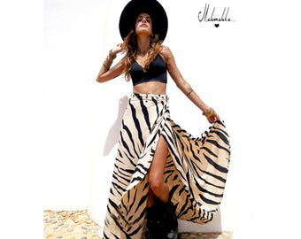 GONNA LUNGA...Trasformabile...Gonna lunga ryon, aperta, con bottoni, gonna boho, gonna gitana, asimmetrica, gonna tribale, steampunk