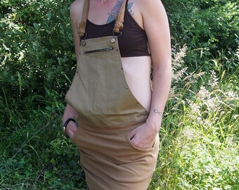 Dungaree skirt, Dungaree dress, Skirt with straps, Elastic skirt, Steampunk, Steampunk, Spytrance, Alternative