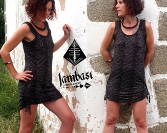 Women's Short Dress, Sleeveless dress, Alternative, Goa Psytrance, Festival, Festival Clothes,Skirt, Comfortable Dress, Snake Print