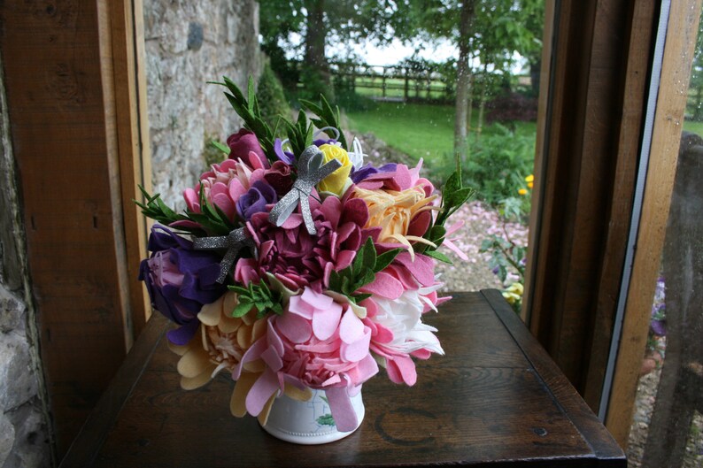 Handmade Felt Bouquet with Glitter Bows