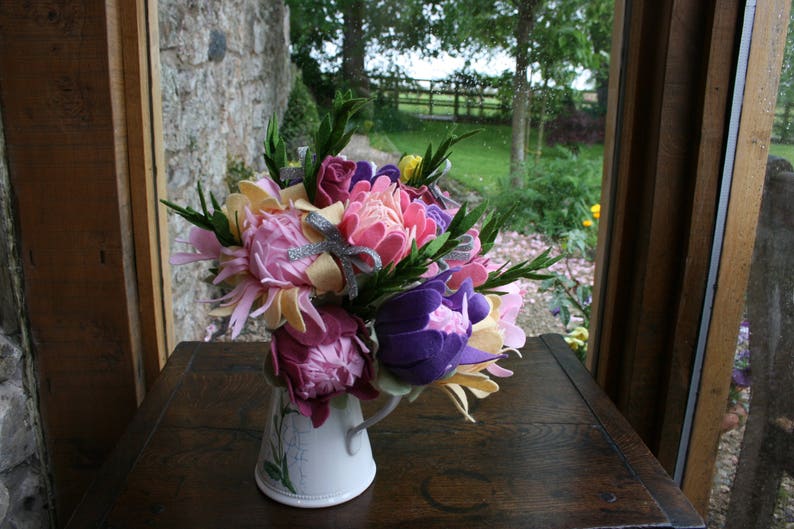 Handmade Felt Bouquet with Glitter Bows