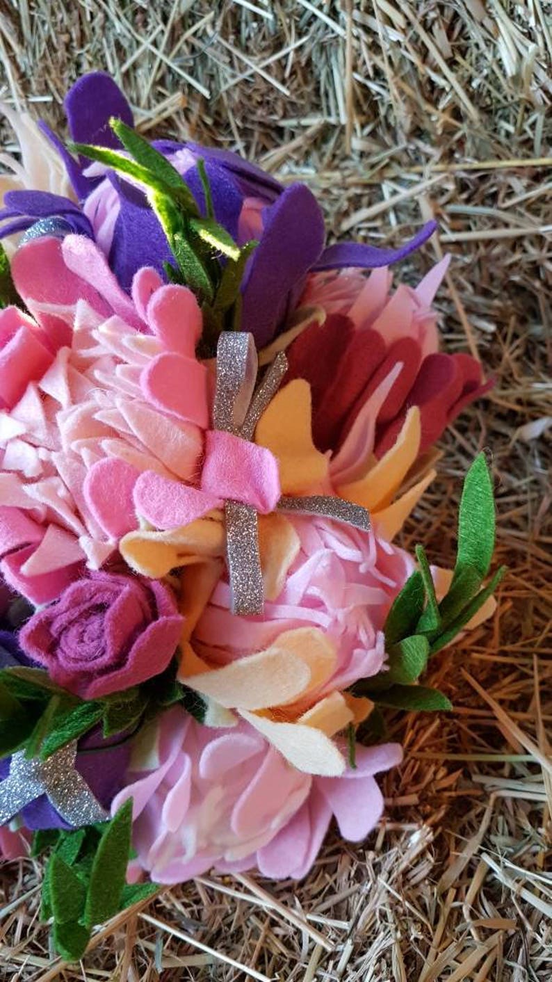 Handmade Felt Bouquet with Glitter Bows