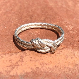 Rock Climbing Silver Figure 8 Knot Ring Fine Band