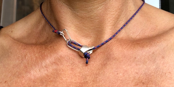 Rock Climbing ATC Belay Device with Carabiner Clasp Necklace