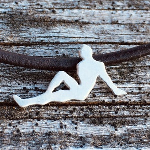 Trucker Man Silver Pendant Leather Necklace