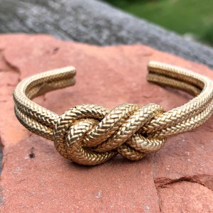 Rock Climbing Brass Figure 8 Knot Thick Cuff Bracelet