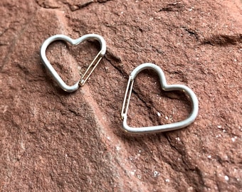 Silver and Gold Heart Carabiner Earrings