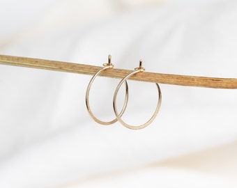 Flattened Hoops / Solid 9k Gold