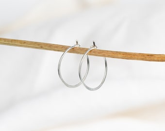 Flattened Hoops / Recycled Silver