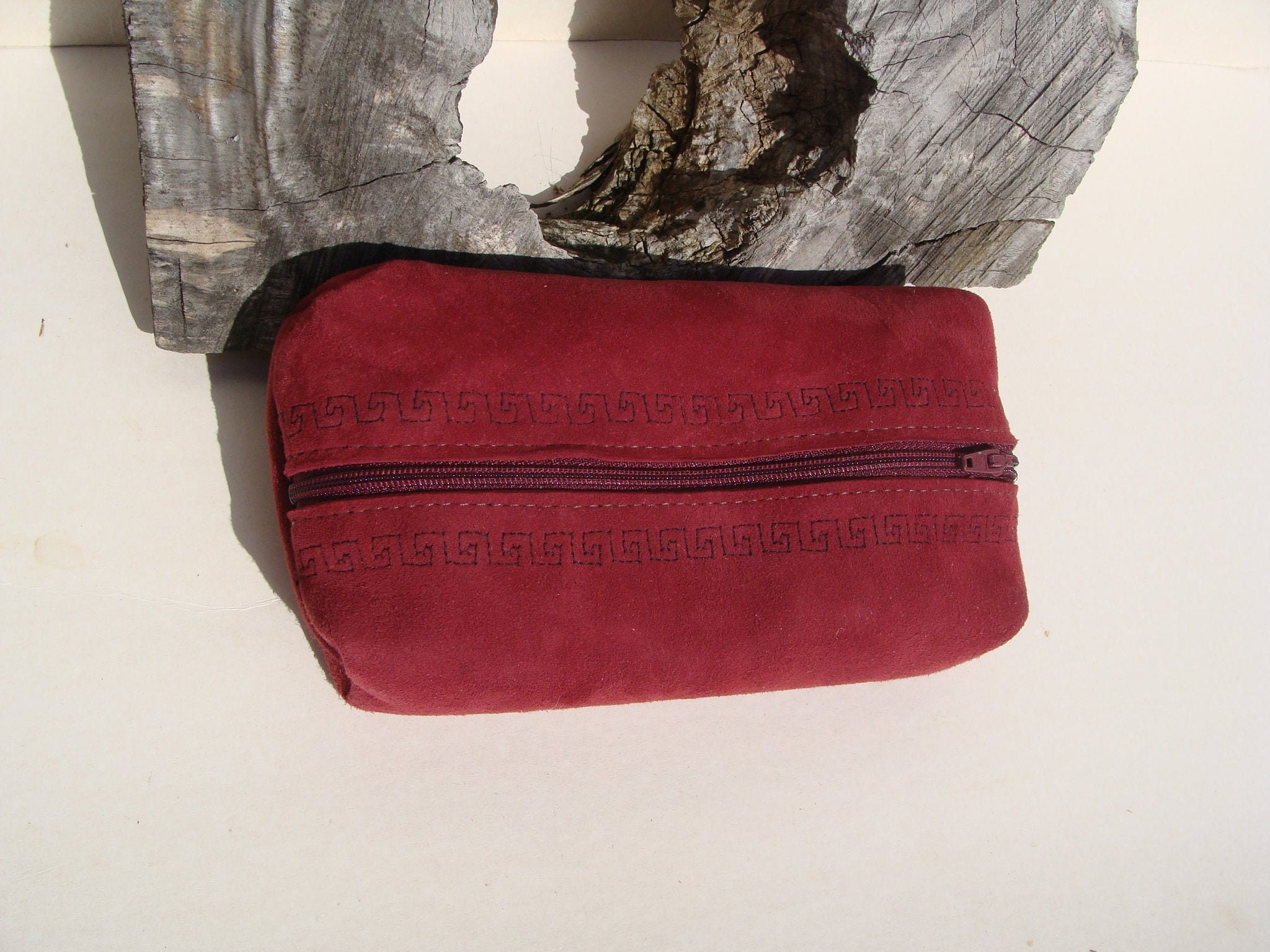 Grande Trousse Fantaisie en Cuir Mouton Bordeaux