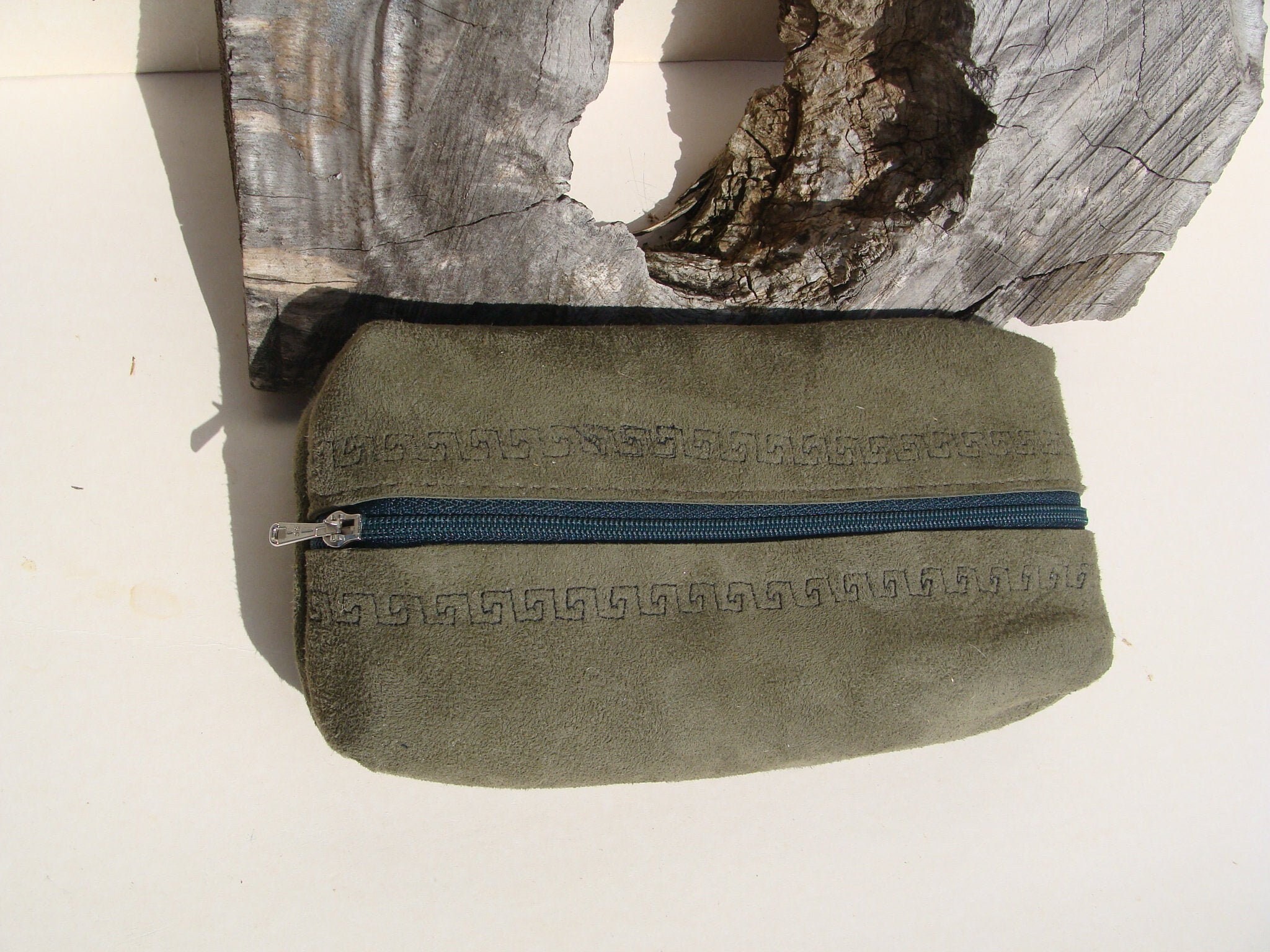 Grande Trousse Fantaisie en Cuir Mouton Kaki