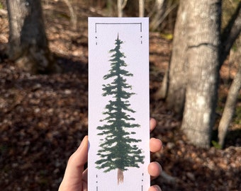 Pine Tree Watercolor Bookmark