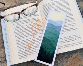 Blue Ridge Mountain Sunset Watercolor Bookmark