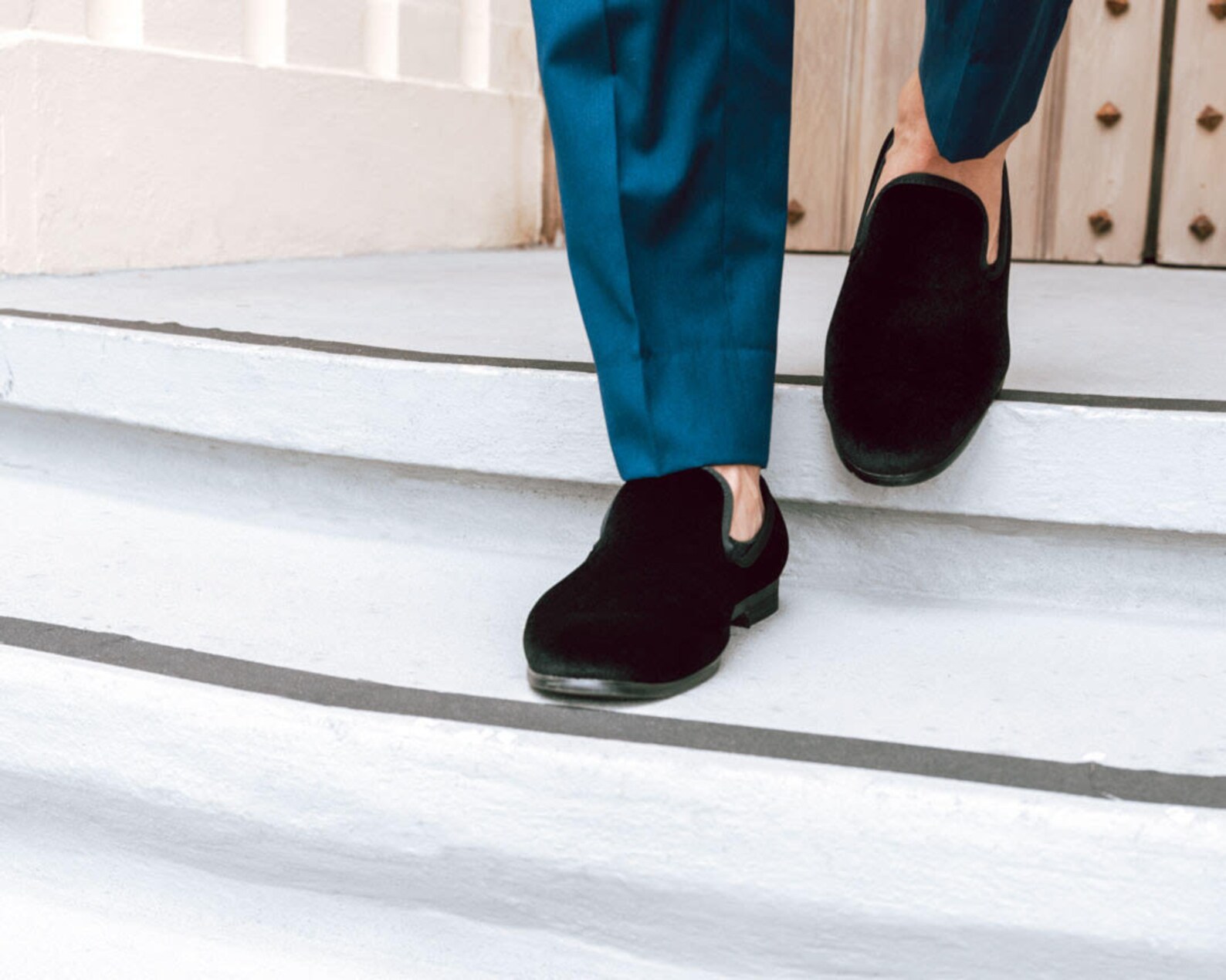velvet backless loafers