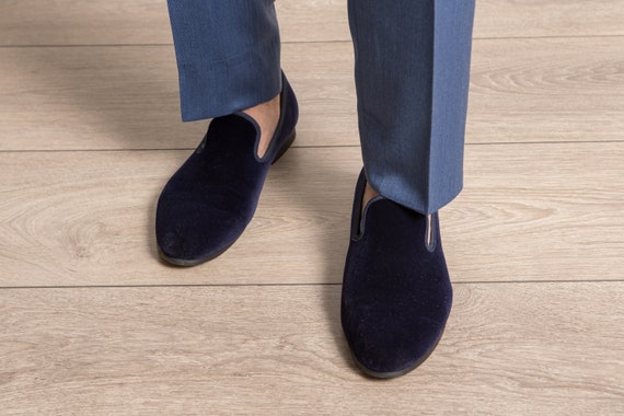 blue velvet loafer