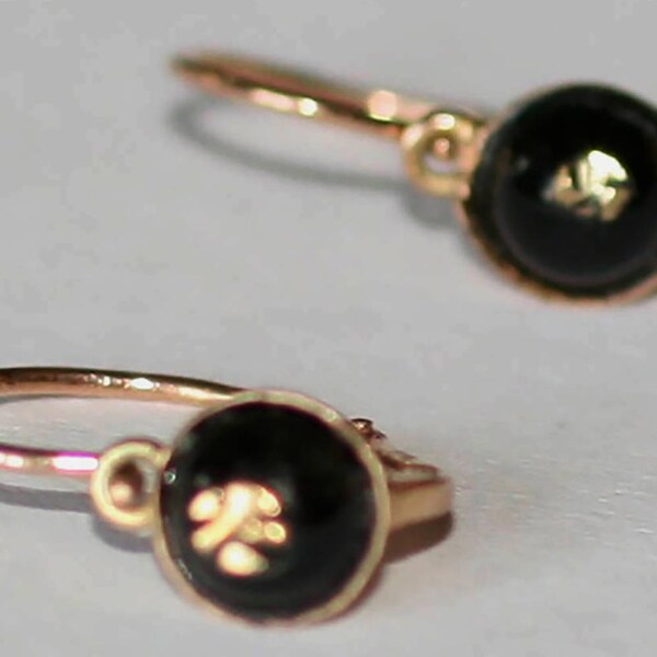 Victorian Onyx Rose Gold Earrings / Free Shipping Worldwide