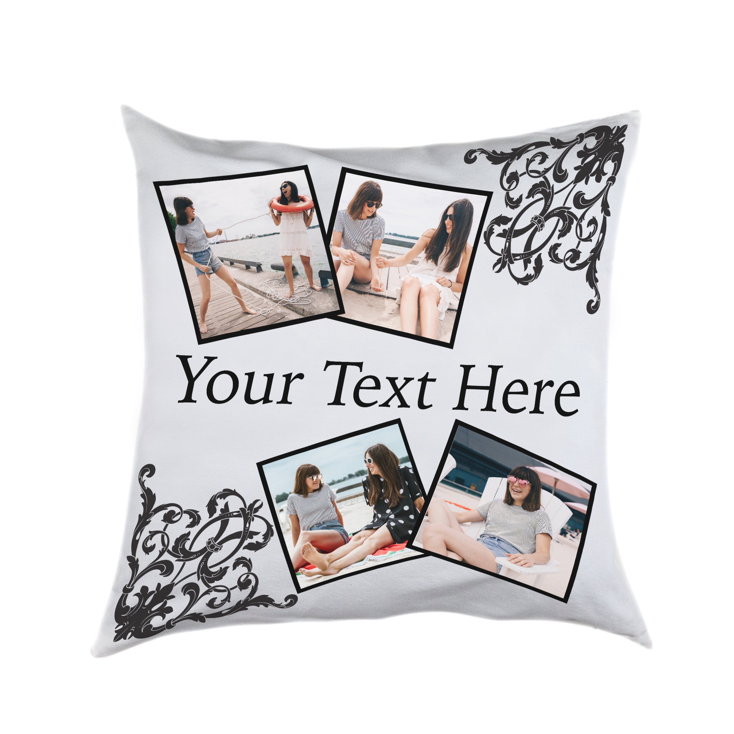 Your Photo Cushion Cover Personalised 4 Photos Cushion Cover Etsy