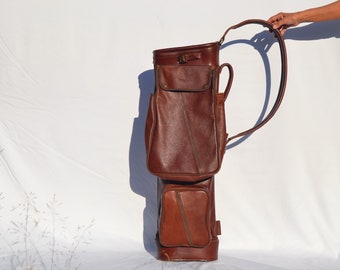 luxury leather golf bag /brown travel leather golf bag/handcrafted and made to order/luxury performance golf gear