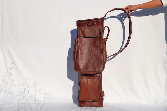 luxury leather golf bag /brown travel leather golf bag/handcrafted and made to order/luxury performance golf gear