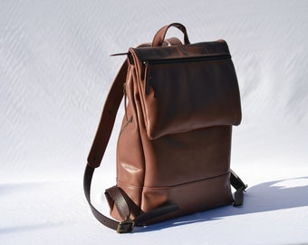 brown leather travel backpack /luxury leather/ handcrafted and made to order/men's leather backpack/women's leather backpack