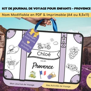 Kit de diario de viaje personalizado para niños de Provenza / Kit de revelación de viaje sorpresa de Provenza / Regalo de viaje de recuerdo para niños