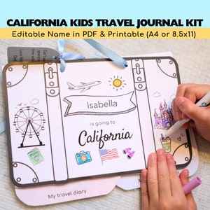 Personalized California Kids Travel Journal Kit: Printable Vacation Diary (PDF)